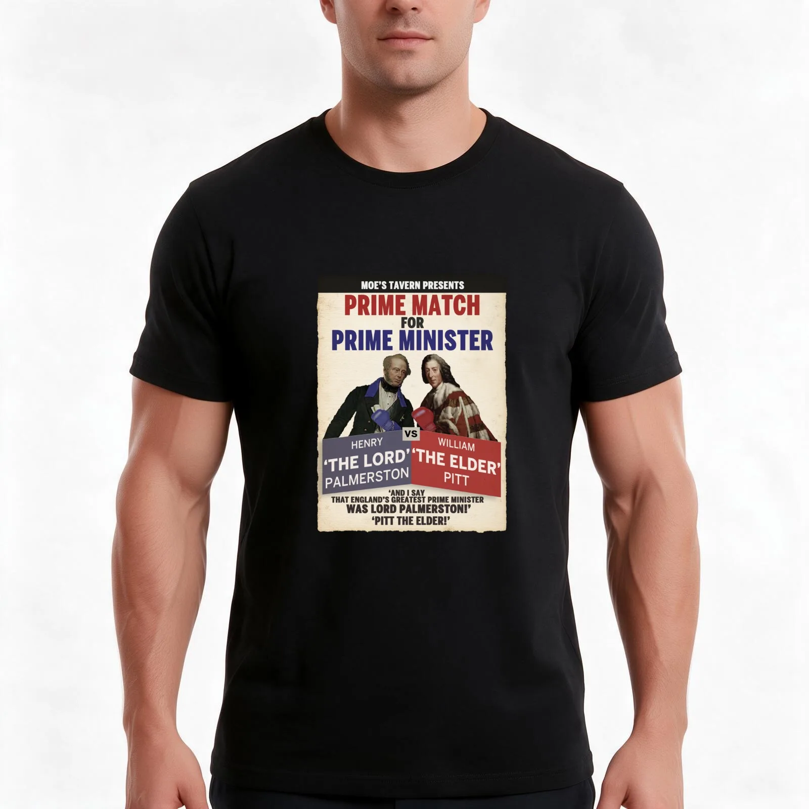 Prime Match for Prime Minister - Lord Palmerston vs. Pitt the Elder T-Shirt, Summer Casual Cotton Tee, Oversized Streetwear Tops