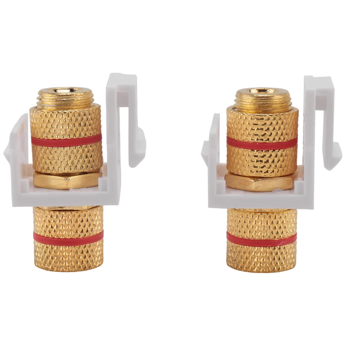 B49CBanana Jack Binding Post Keystone Jack Insert with Black & Red Rings, Screw Type Audio Speaker Keystone, 2 Pairs/4 Pack