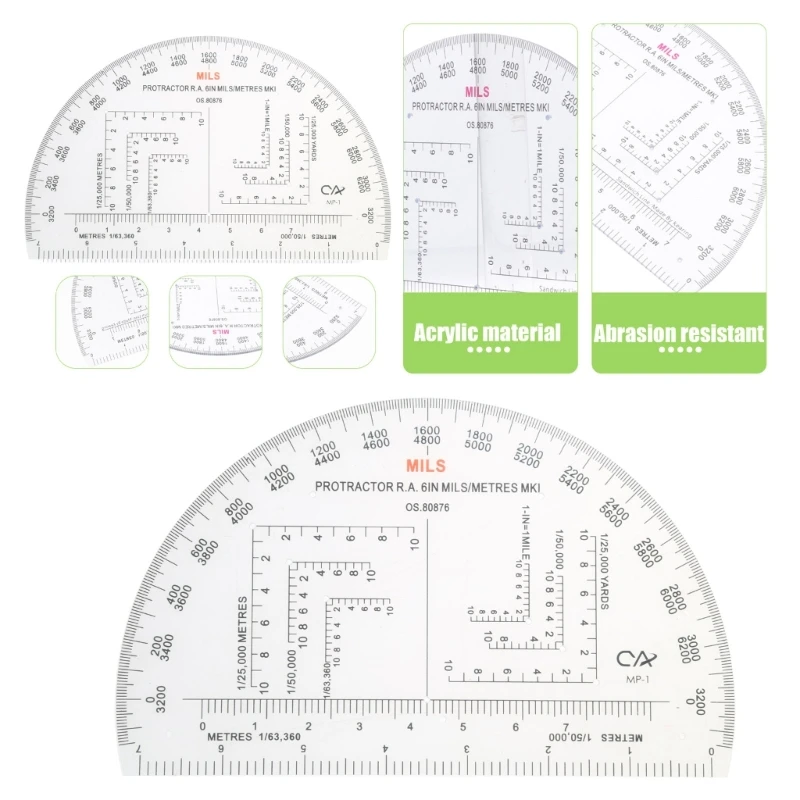 Military Protractor Coordinate Scale for Topographical Map Reading and Land Navigation Map Reading Ruler