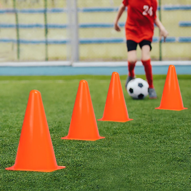 Cono de señal de fútbol de 23cm, obstáculos de entrenamiento de fútbol, cubo con logotipo resistente al desgaste, marcador de barrera para practicar fútbol, bloqueo de carretera