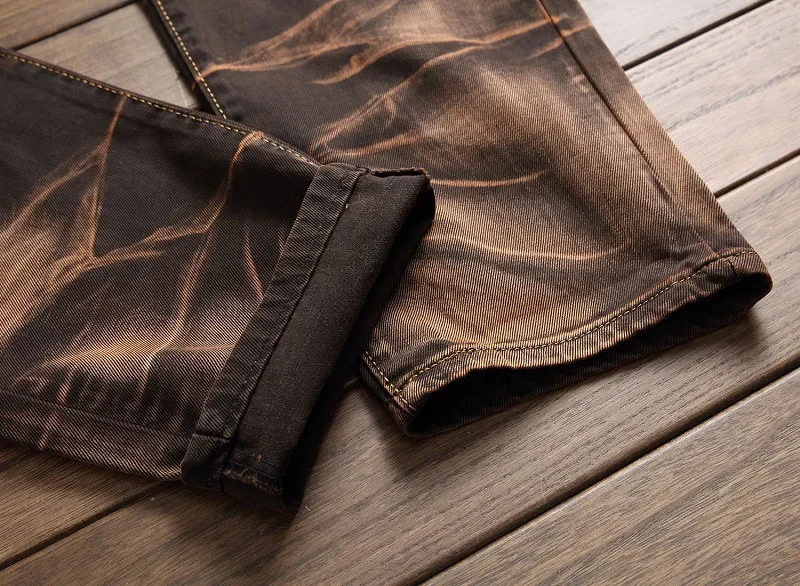 الأمريكية الرجعية الجينز الرجال شارع العليا سراويل تقليدية رجل مطوي المتعثرة غسلها كامل طول مستقيم جينز ضيق Y2k الشارع الشهير