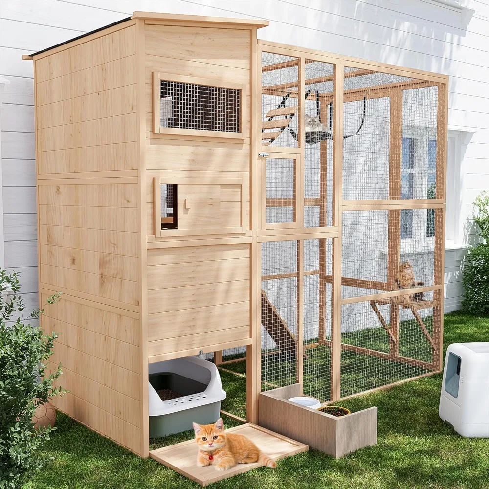 

Outdoor Cat Enclosure,4 Tiers Large Outdoor Cat Enclosures for Mulitiple Cats Walk in Cat Patio with Waterproof Roof