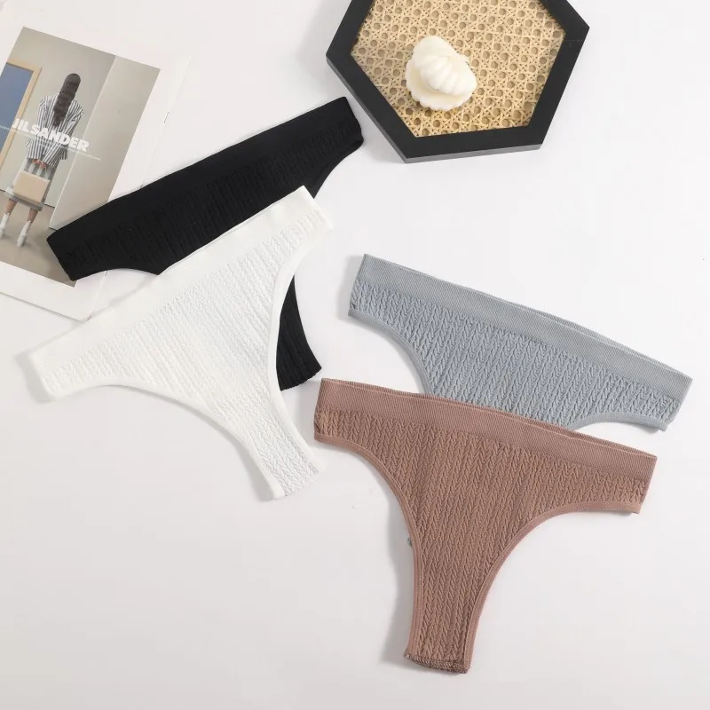 Seamless Ribbed Briefs para Mulheres, Lingerie Sexy, Thongs Low Rise, Roupa interior, Cuecas Femininas, M-L Bottoms