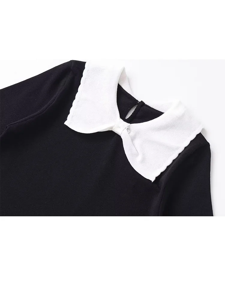 HH Donne 2026 di Modo di Estate Versatile Arco Tricot Risvolto T-Shirt Femminile High Street Casual Sottile Pullover Manica Corta Top Mujer