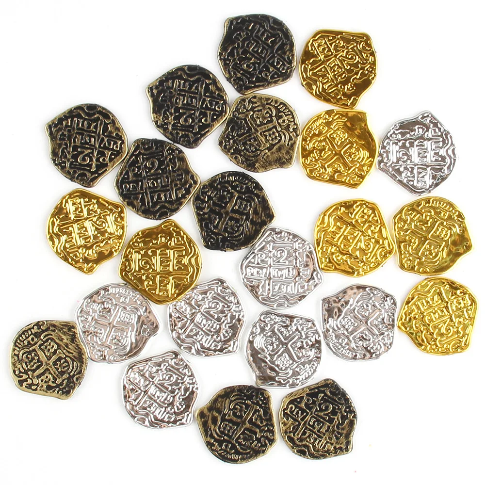 30/60/90/120 Stück Piraten-Gold-Silber-Bronze-Münzen Doubloon Großpackung Gefälschte Spielgeldscheine für Cosplay-Partys, Schatztruhen-Spiele, Partys und Dekorationen