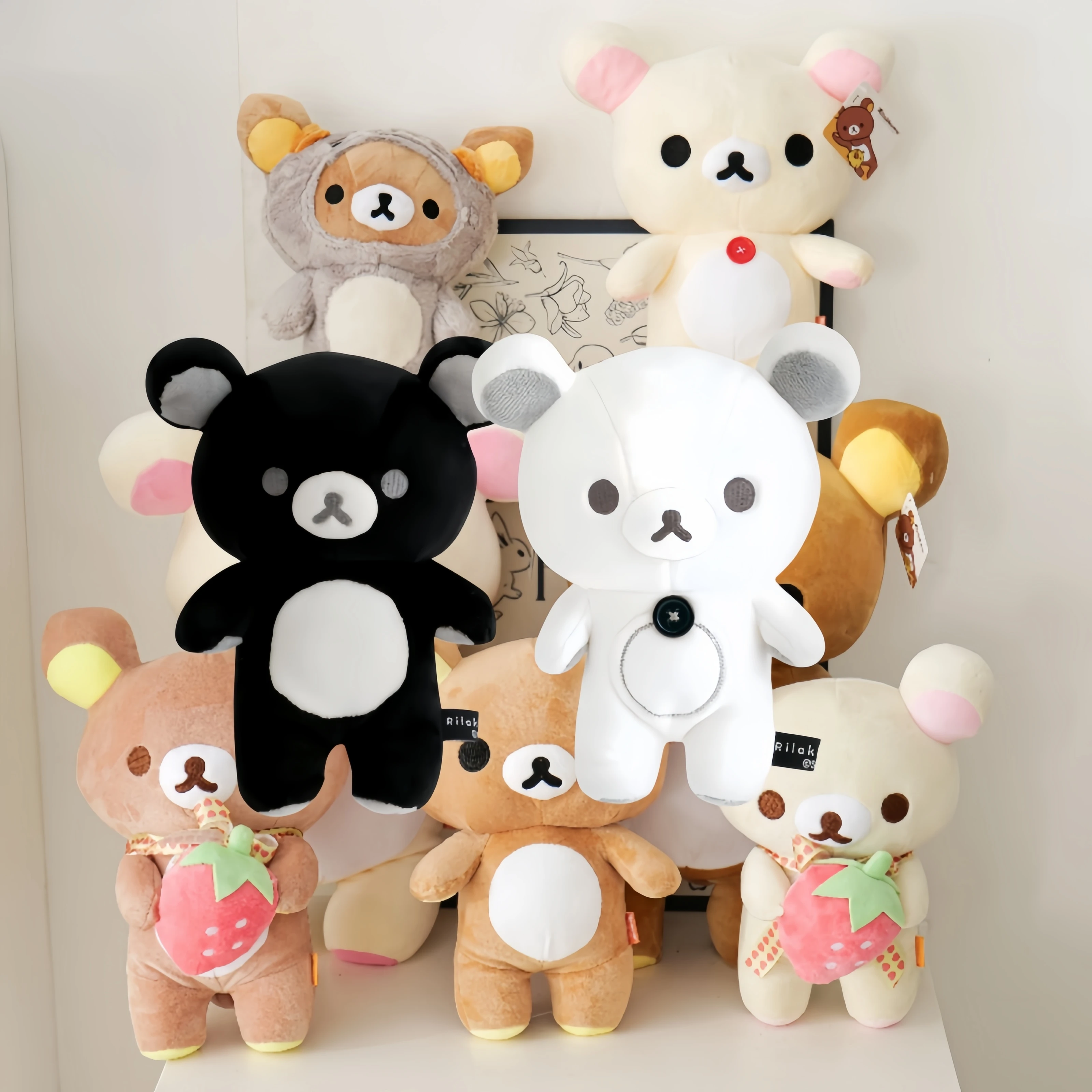 Various styles Rilakkuma Plush Doll Soft Cartoon Bear Toys Kawaii Room Decor Teddy Bear Plushies Cute Couple Bear Xmas Gifts