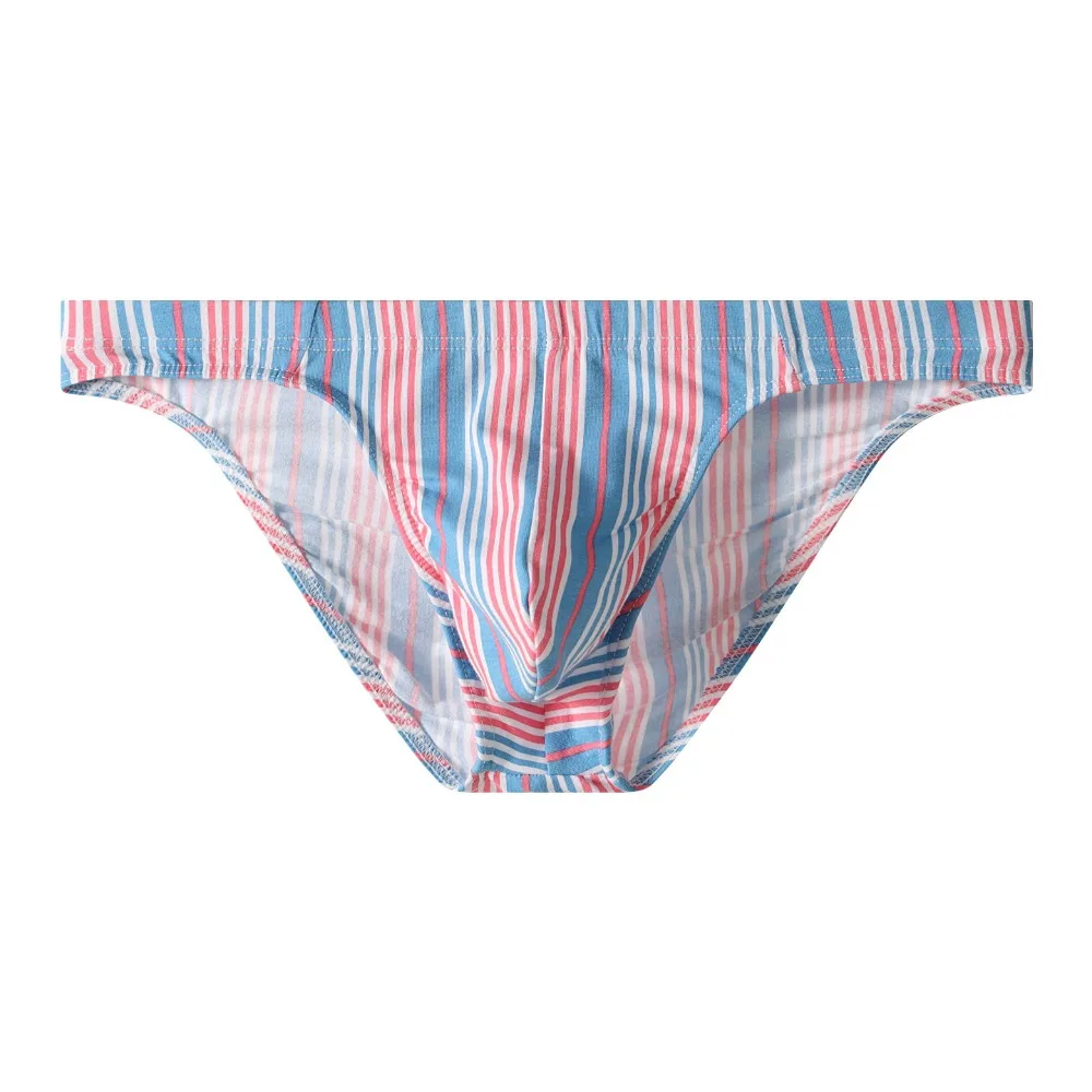 Underpants Lingerie Men's Triangle Panties Mid Waist Breathable Men Thin Briefs Large Size Striped Briefs Men