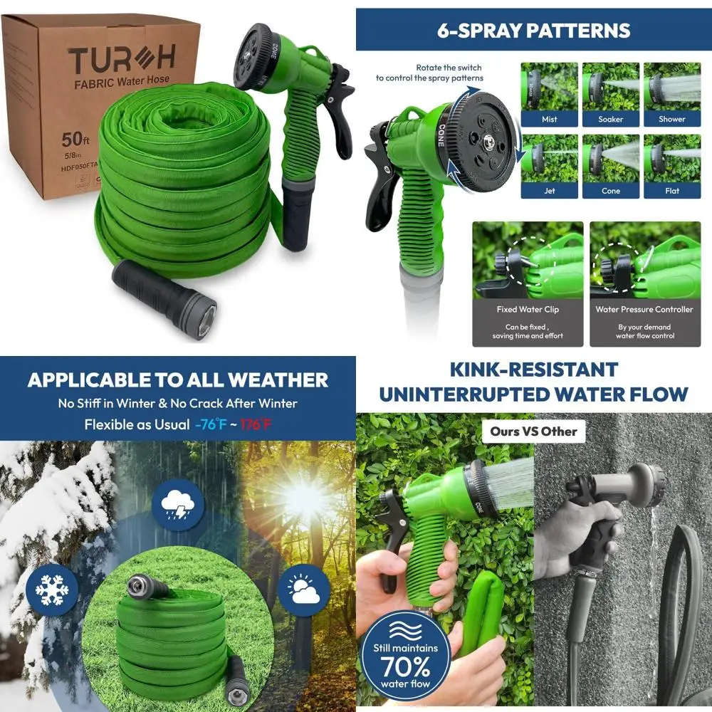 

Durable 50FT Flexible Garden Hose with Spray Nozzle, Lightweight, Anti-Kink Jacket, Non-Toxic for Outdoor Watering Needs