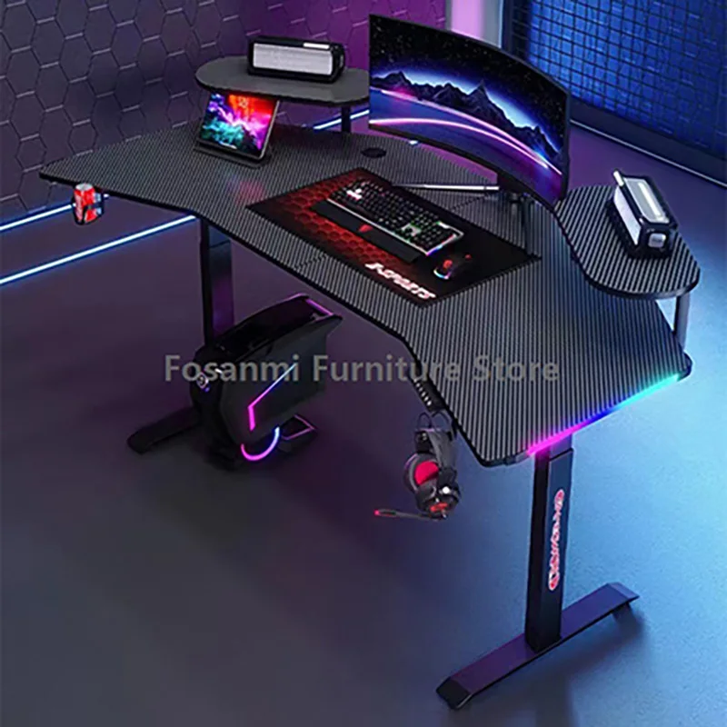 Black Height Adjustable Sit-stand Electric Gaming Desks Home Office Standing