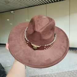 Ethnic style suede fedora hat retro fashion large brim hat men women hat top hat flat soft hat wholesale sombrero hombre шляп