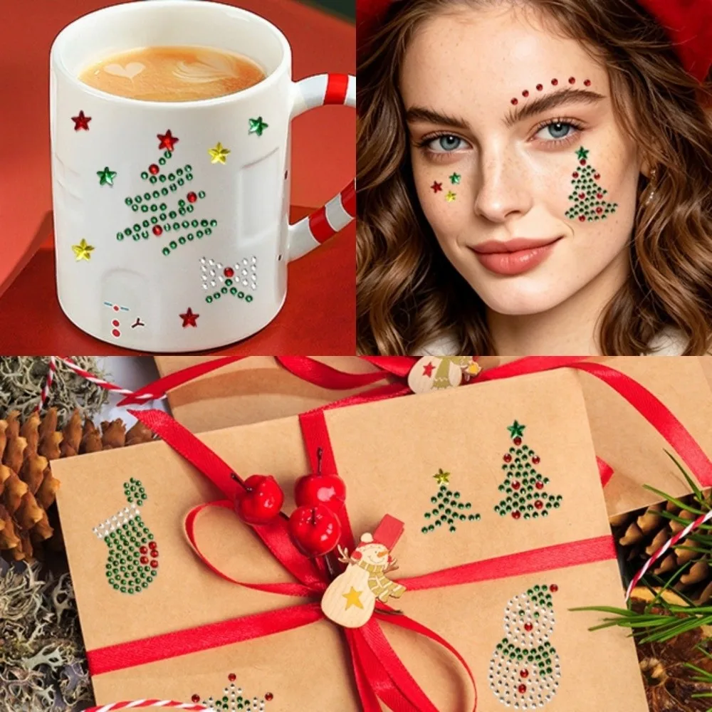 3D Bedazzling Face Eye Jewels Sticker Makeup DIY Crystal Tattoo Sticker Sparkling Self Adhesive Face Gem Sticker Christmas Party