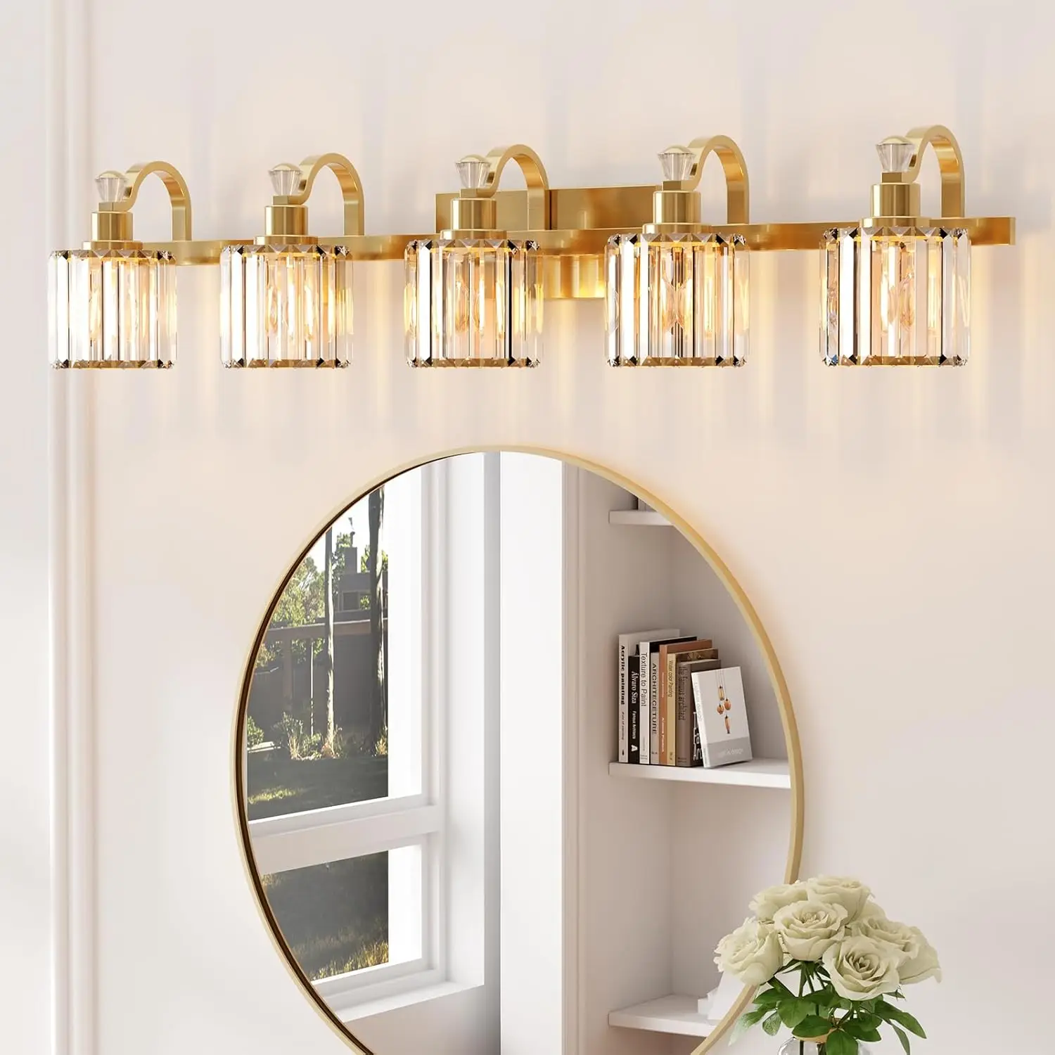 Crystal Gold Bathroom Vanity Light 5 Light Modern Bathroom Vanity Light Fixtures Over Mirror Modern Crystal Vanity Lighting