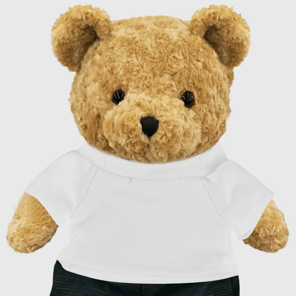 

4Pcs Bear T Shirt Set Soft Cotton Decorative Stuffed Animal Clothing Reusable Easy-Wear Costume for Party Wedding Daily Display