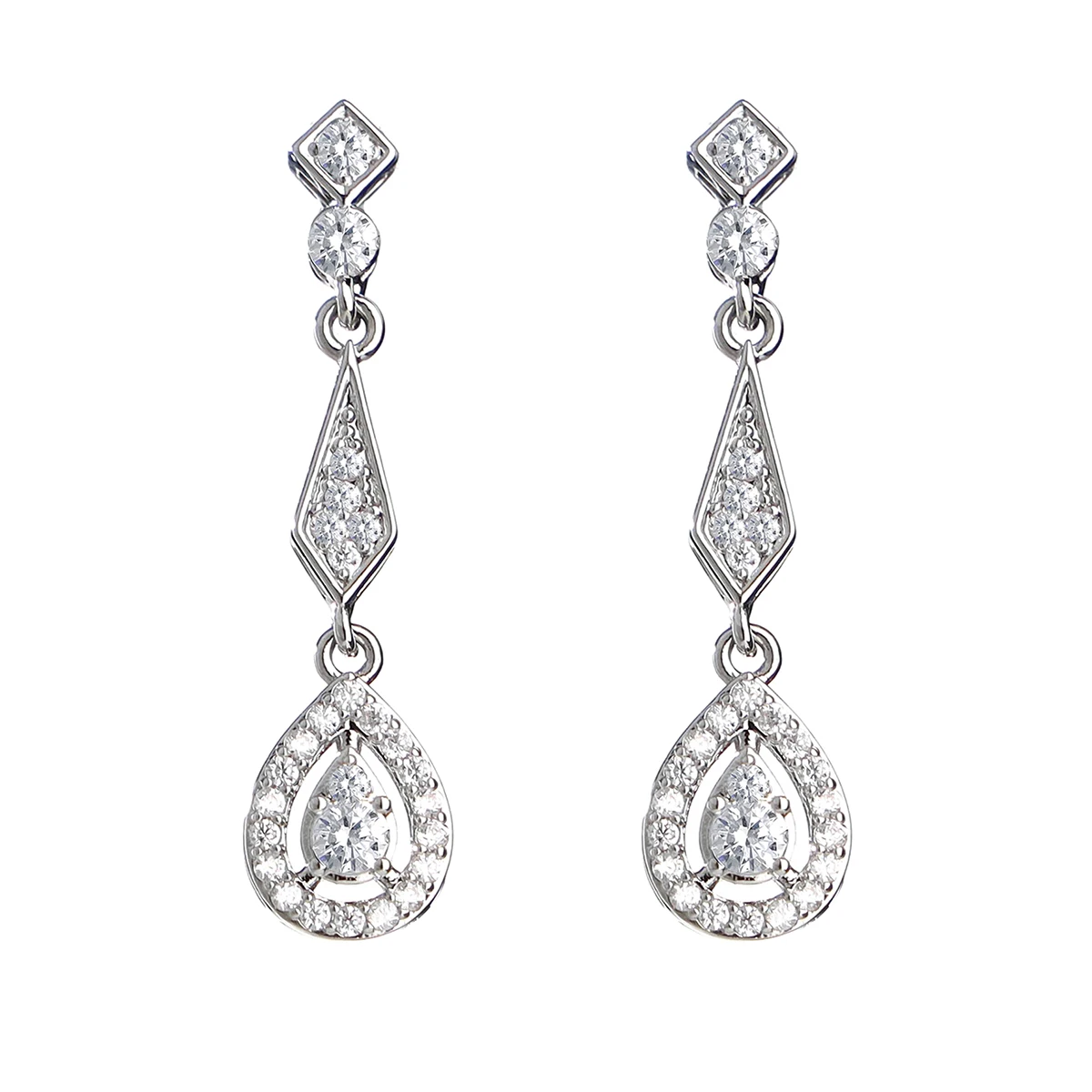 Women's Silver Drap Earrings Cubic Zirconia Marquise Bridal Wedding Earrings For Wedding Parties, Proms