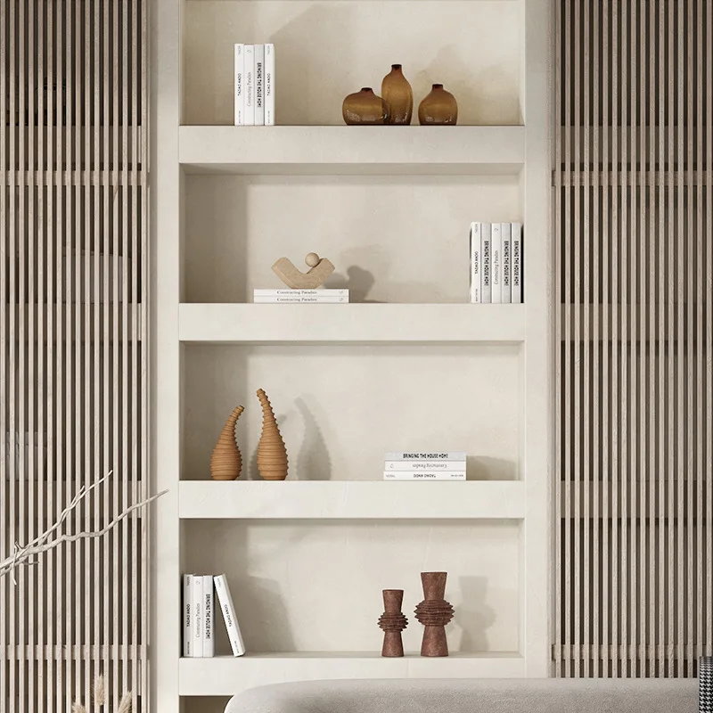 Wabi-sabi wind living room decoration TV cabinet open grid decoration, log color retro and medieval ornaments