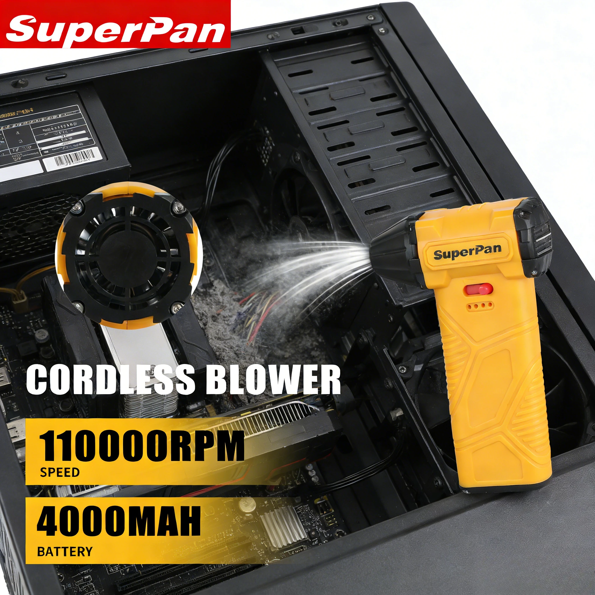 

Супермощный канальный струйный очиститель SuperPan с высокопроизводительным литиевым вентилятором для быстрой зарядки, для очистки стеклянных витрин и торговых прилавков от пыли