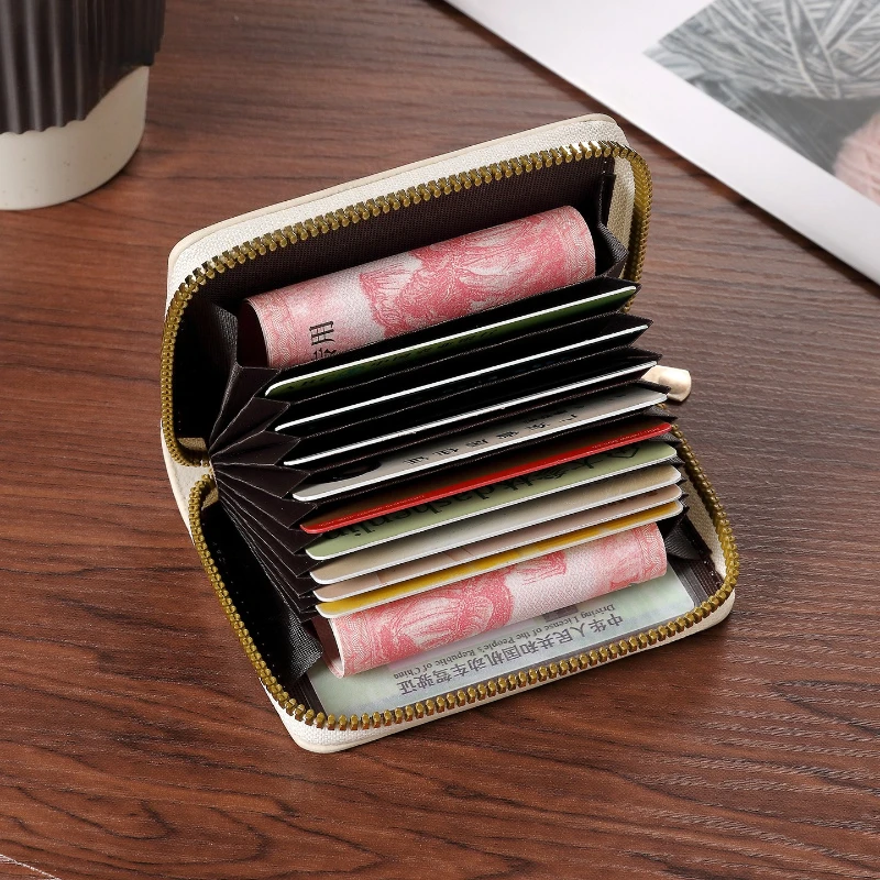 Women's Cute Zipper Wallet Fashion Short Credit Card Holder Multi Slot Card Case Large Capacity Coin Purse Card Wallet