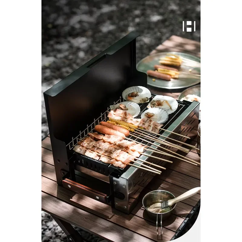 Portable Stainless Steel BBQ Grill Lightweight Silver Finish Custom Outdoor Camping Picnic Barbecue Equipment for Travel