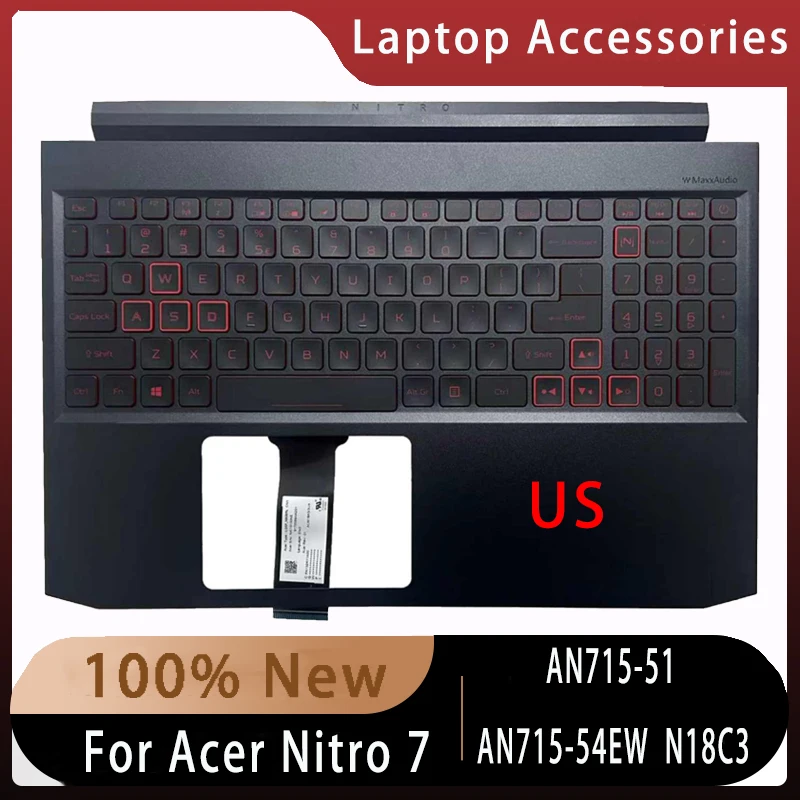 

Новинка для Acer Nitro 7 AN715-51 AN715-54EW N18C3; сменные аксессуары для ноутбуков, клавиатура США 6B.Q5GN2.001