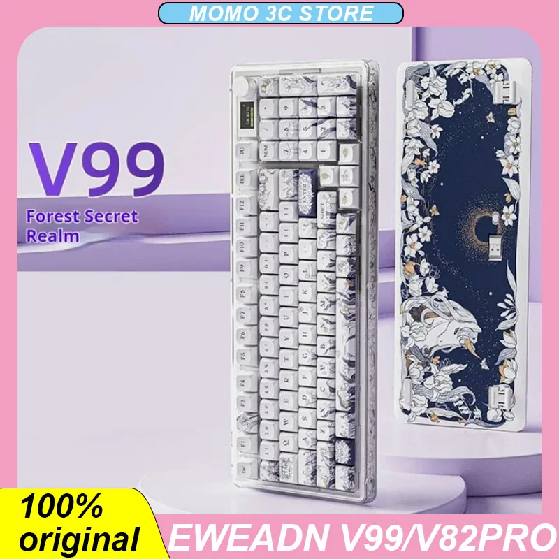 

Eweadn V99/V82pro Mechanical Keyboard Wireless Buletooth Forest Secret Land Hot Plug RGB Customized Multi Knob Game Keyboards