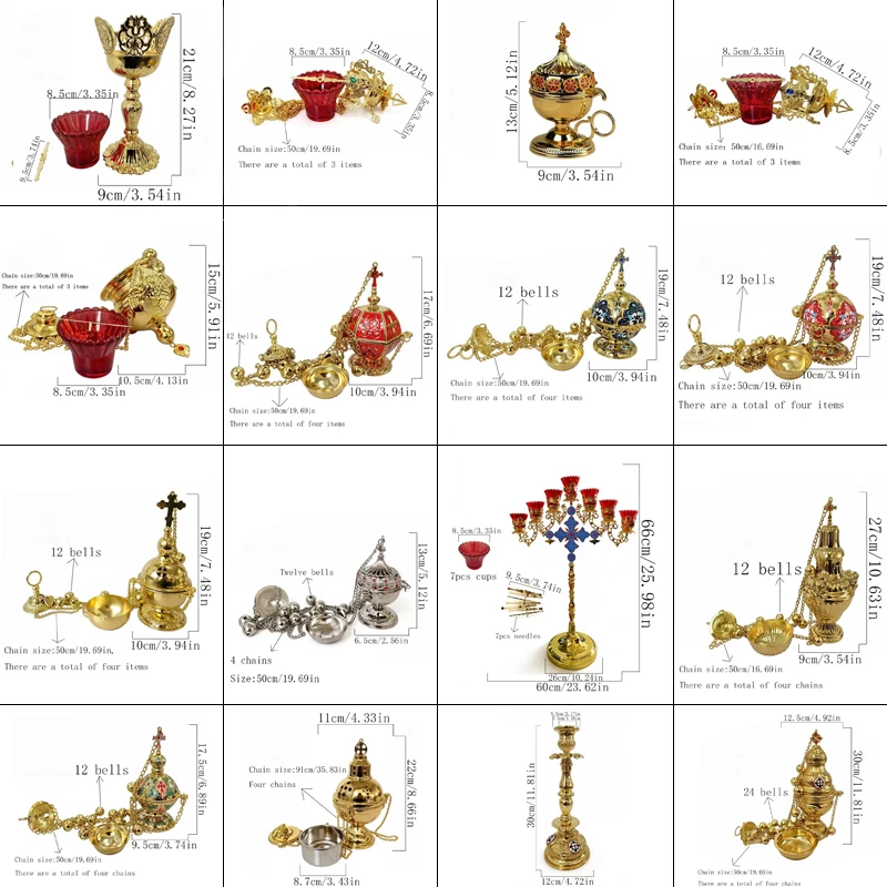 Large Factory Direct Wholesale Orthodox Hanging Censer Thurible Multiple Styles Church Supplies Brass Incense Burner With Chain - Detail 1