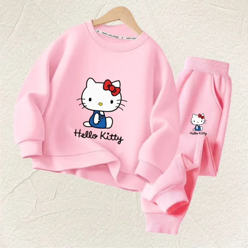 

Autumn Baby Girl Clothes Set Children Sanrio Hello Kitty Cartoon Print Sweatshirt and Pants 2 Pieces Suit Kid Long Sleeved Suit