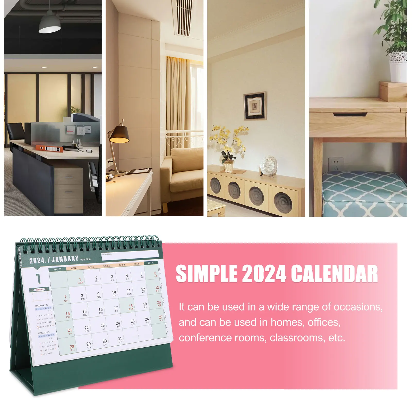 

Large Grid St Calendar 2024 Monthly Desk Accessory Red Big Size Sticky Paper Daily Use Office Table Top Schedule Reminder