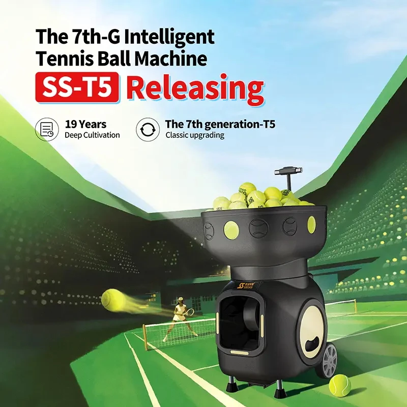 

SIBOASI T5 Automatic Tennis Ball Machine Portable Training Robot with Remote Control Large Capacity Launcher for Practice