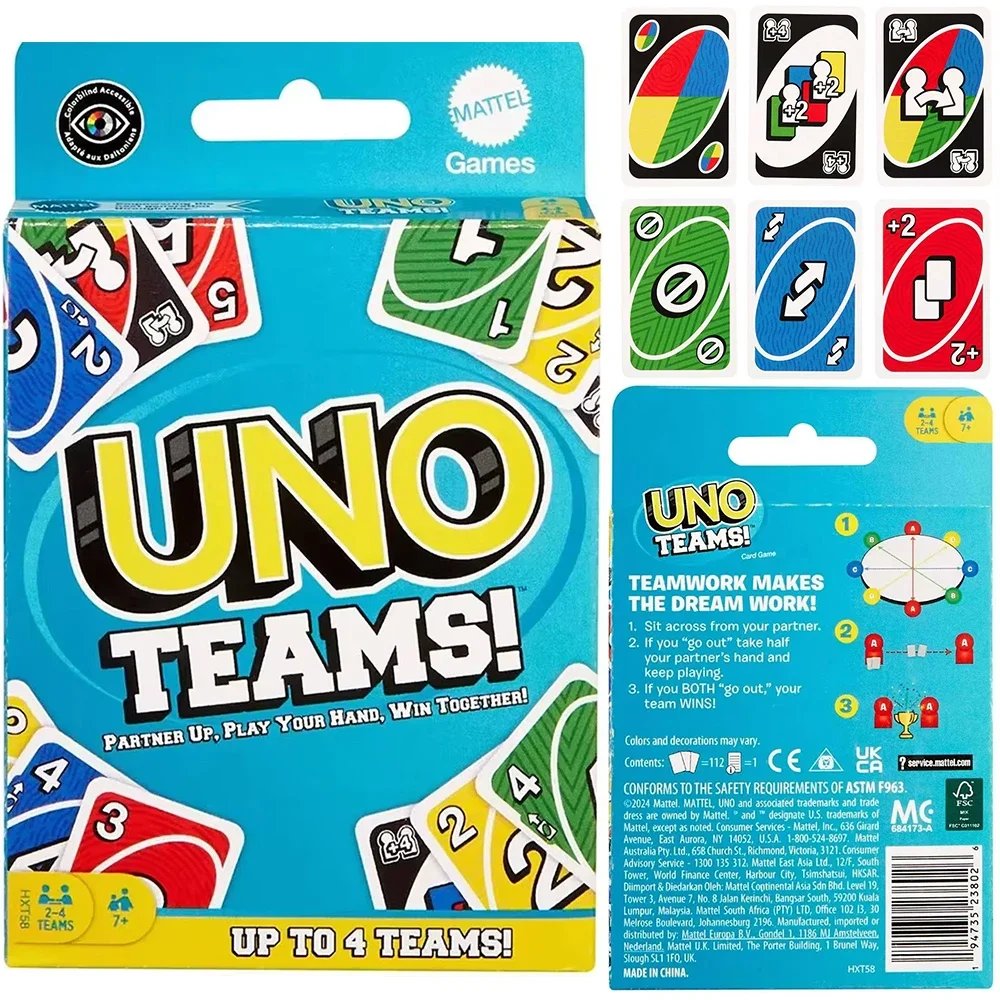 Uno TEAMS! Game Board Games UNO Cards Table Family Party Entertainment UNO Games Card Toys Children Birthday gift