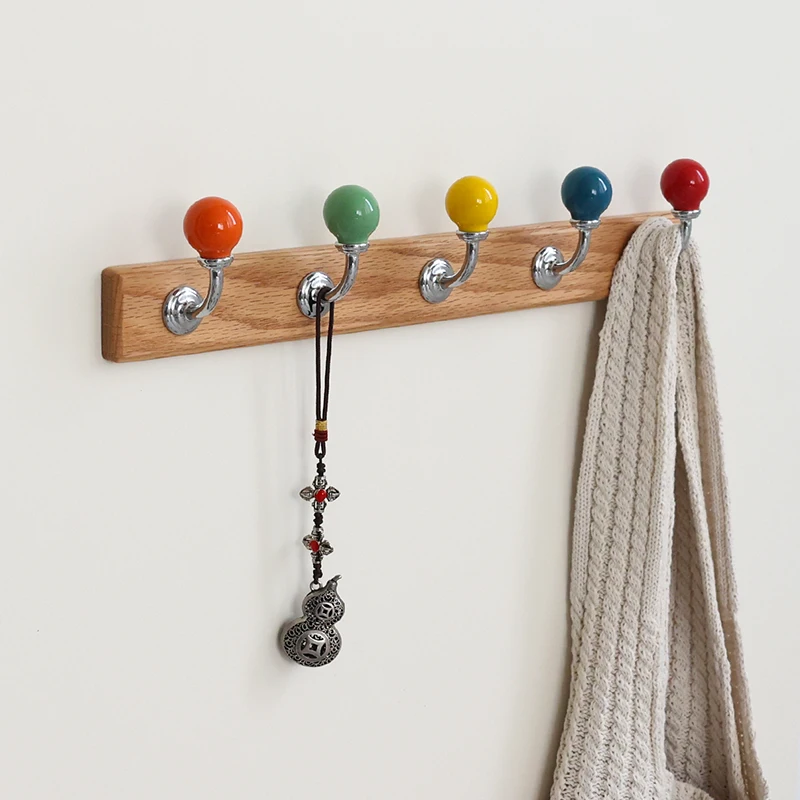 Solid Wood Wall-Mounted Clothes Hook Minimalist Dopamine Decor for Eco-Friendly Home Storage & Compact Space Optimization Hooks