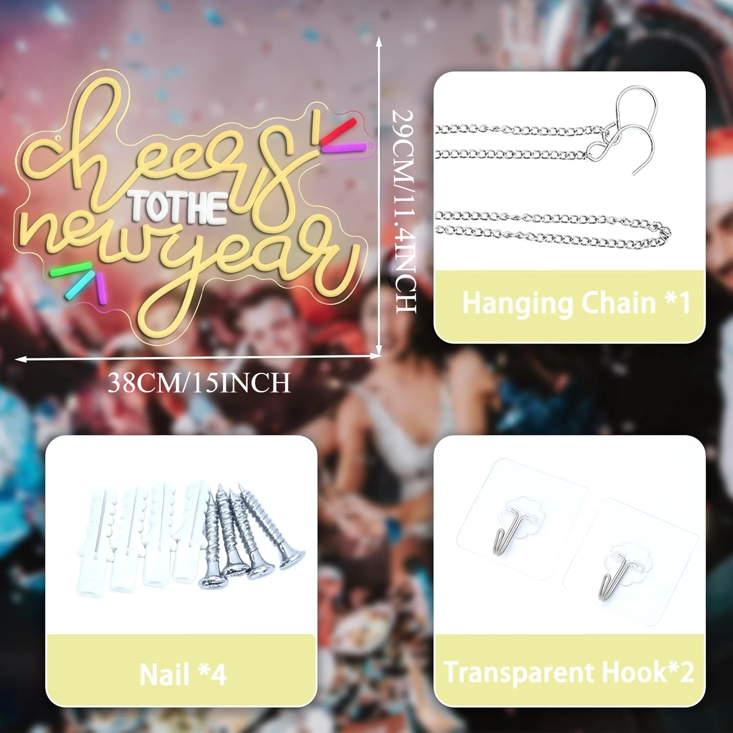 يهتف السنة الجديدة النيون USB عكس الضوء سنة جديدة سعيدة LED ضوء النيون لشريط نادي الحفلات مكتب مطعم ديكور المنزل هدية