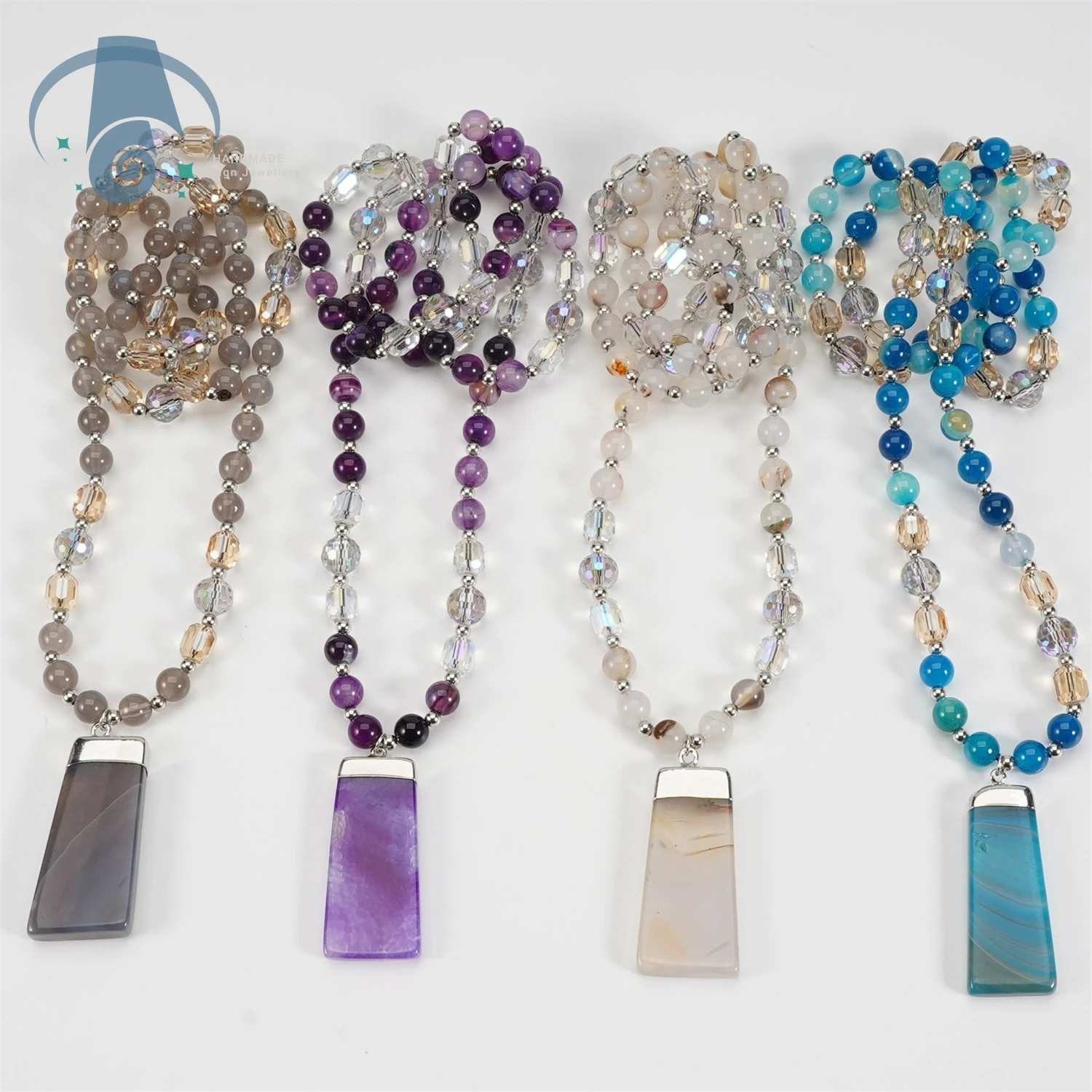 

Кулон из натурального агата, ожерелье, целебный кристалл, ювелирные изделия для женщин, полудрагоценный драгоценный камень, стеклянная бусина, положительная энергия, чакра, подарок