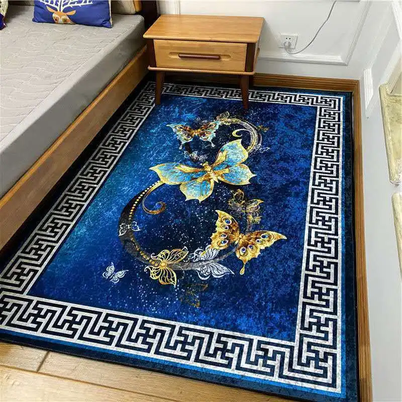 Golden Diamond Velvet Carpet Living Room Coffee Table Bedroom Bedside Simple Modern Floor Mat Machine Washable Carpet 200300CM