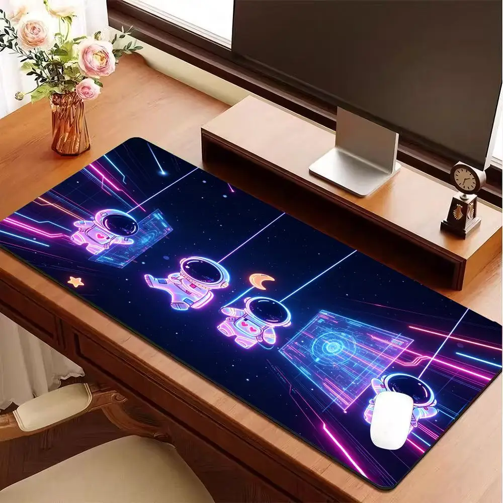 Anime Astronaut Mouse Pad Laptop Gamer Carpet Black Large Mousepad Desk Mat Mouse Mats Cartoon Astronaut, Gaming-mat Pc Office
