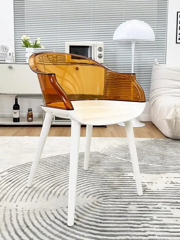AA Acrylic Transparent Light Luxury Dining Chair Creative Armrest Back Chair Hotel Symbian Chair