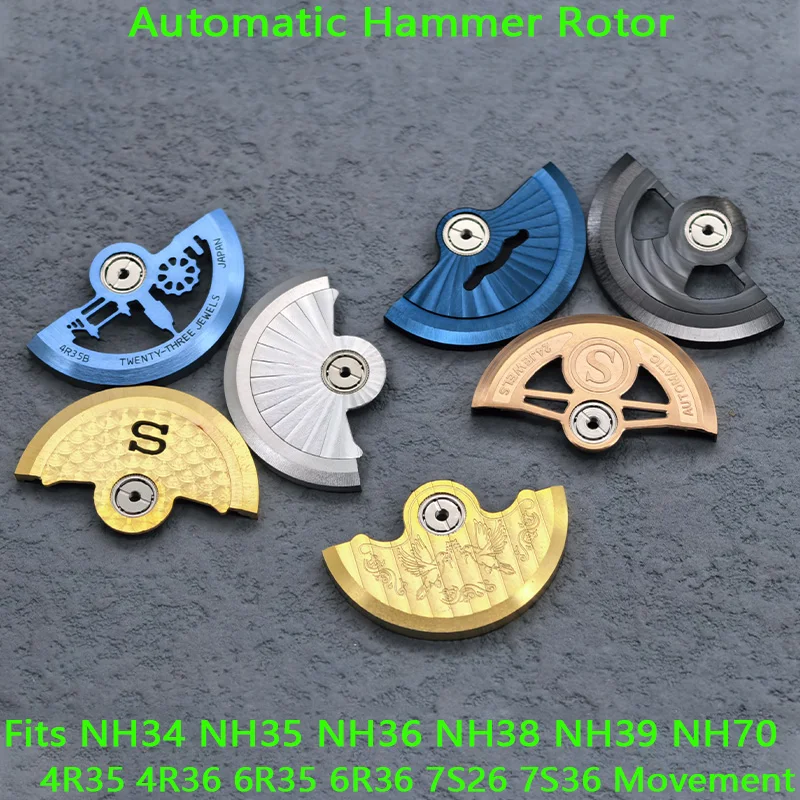 Customized NH35 Rotor Automatic Hammer NH35 Rotor Fits NH35 NH36 NH38 4R35 6R 7S26 Mechanical Movement SKX Watch Rotor Mod Parts