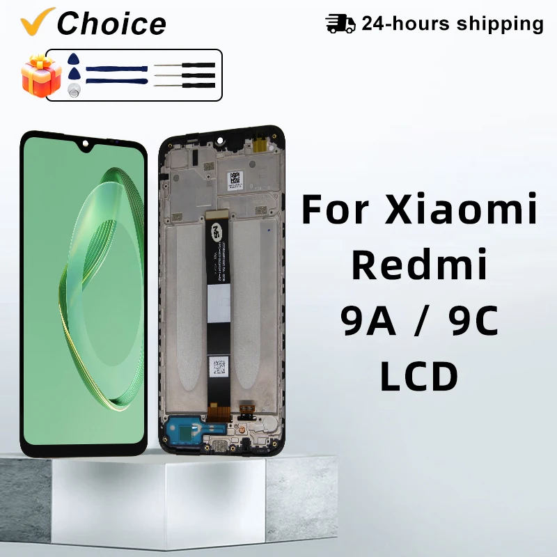 Écran tactile LCD de remplacement pour Xiaomi Redmi 9A, 6.53 pouces, M2006C3LG, pièces de rechange avec cadre pour Redmi 9C