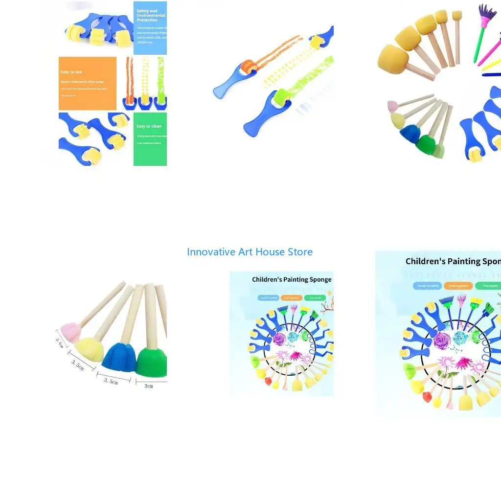 E1PC Children Art Set Multifunctional Sponge Rollers Foam Stamper For Art Doodling