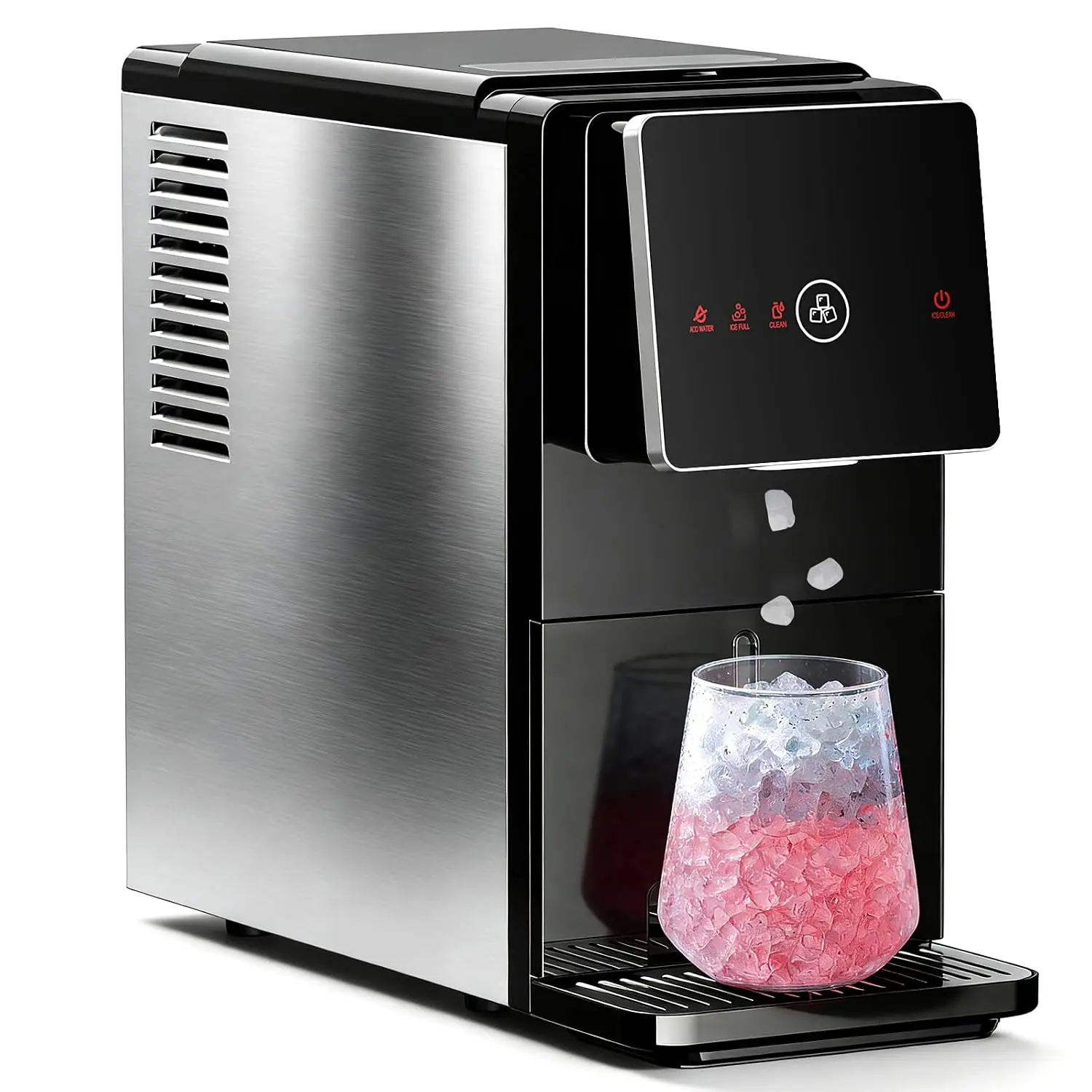 Nugget Ice Maker Countertop, 33 Lbs/24H, Automatic Ice Dispenser, Self-Cleaning Portable Ice Machine, 1.8L Water Tank, Touch Scr
