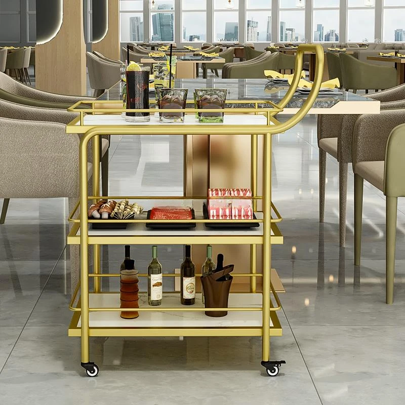 Hand Cart Trolley Luxury Stainless Basket High-style Portable Food Serving Bar Large Cocinas Cocina Accesorios Side Table