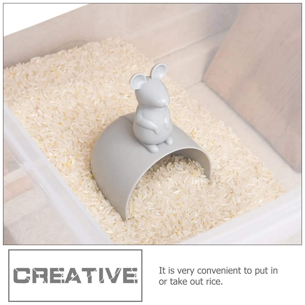 

2Pcs Rice Measuring Spoon Cartoon Mouse Shape Plastic Scoop Household Kitchen Supply Multi Purpose Grain Flour Beans