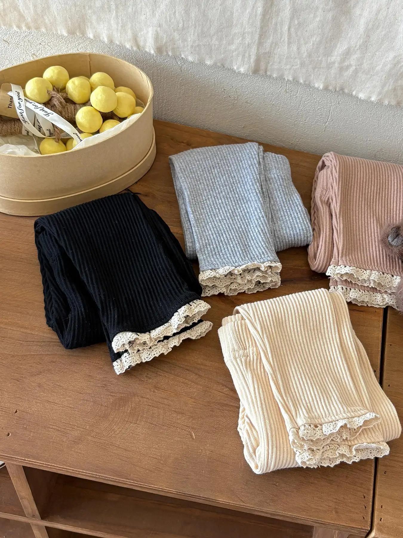 

Slim Fit Lace Trousers for Girls Base Layer Pants Outwear Korean Sle Cheered Pattern Baby Long Pants Trendy Autumn 2025