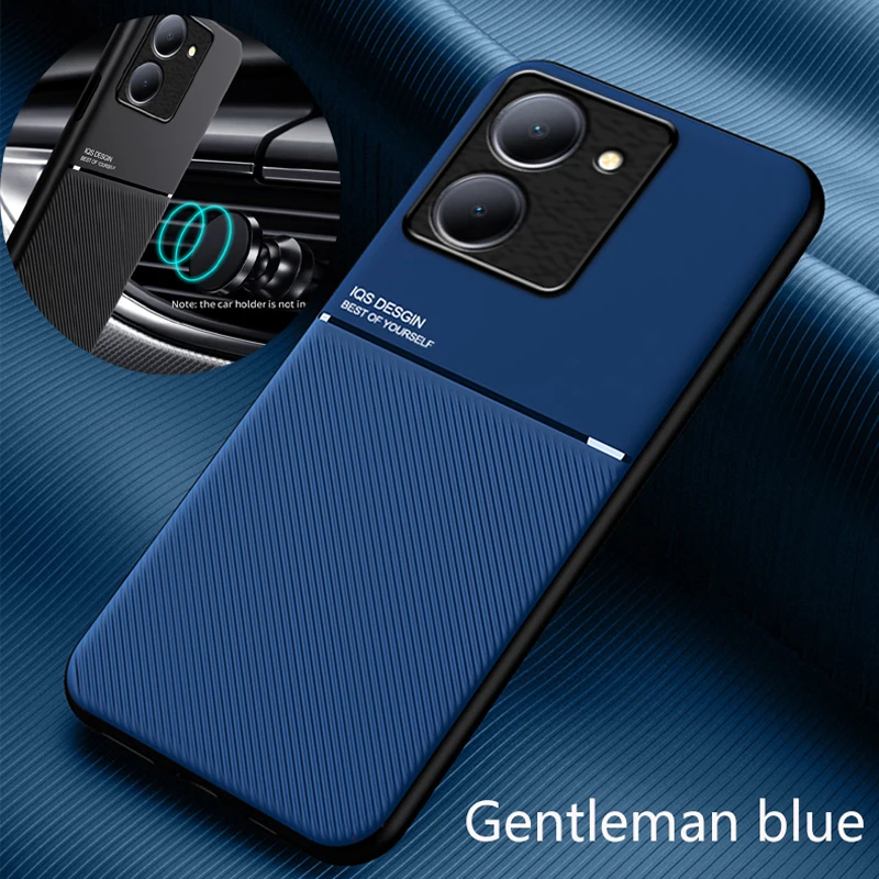 

For Vivo Y19S Pro Y16 Y27 Y28 Y35 Y36 Y78 Y100 Y200E Y300 Y29 4G 5G Silicone Phone Case Built-in Metal Plate Protect Cover Cases