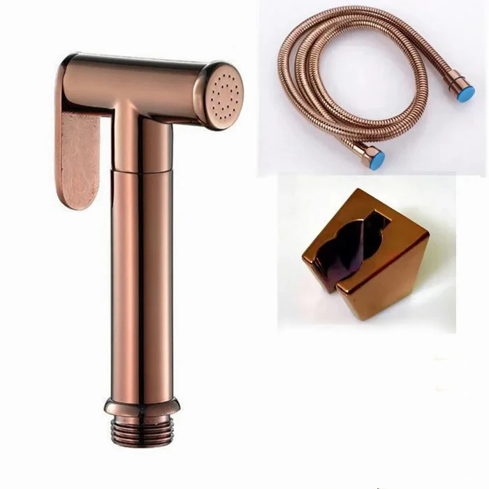 glanzend Rose Gold Hand Bidet Sproeier Roestvrijstalen Douche Kit Toilet Bidet Shattaf Koperen Ventiel Jet Set Douchekop