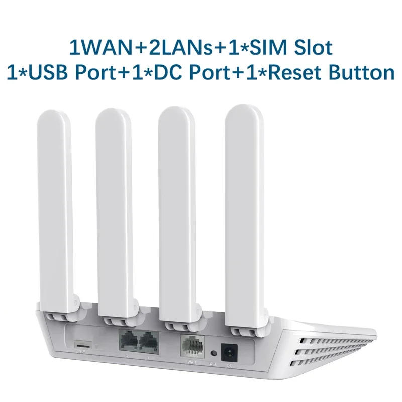 Wiflyer 4G LTE Router Karta SIM 1200Mbps 300Mbps 2.4Ghz 5GHz Bezprzewodowy WiFi EC200AEUHA Modem Internet Access 5dBi 4 Antena