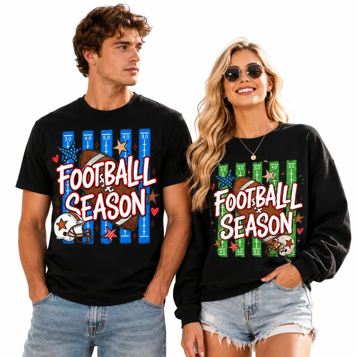 Football Season Graphic T-Shirt & Sweatshirt, Unisex Game Day Football Shirt, Retro Sports Graphic Tee, Vintage Tailgate Outfit, Casual Crew Neck Fan Top, Fall Stadium Wear, Touchdown Season Gift for Men Women, Black White, Everyday Sportswear Hoodie