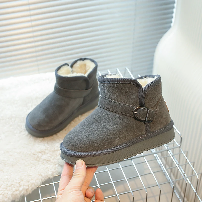 الأطفال أحذية الثلوج الشتاء لطيف دافئ موضة المضادة للانزلاق أحذية أطفال بنين بنات الترفيه سميكة الفراء منصة شقة قصيرة التمهيد أحذية رياضية #4