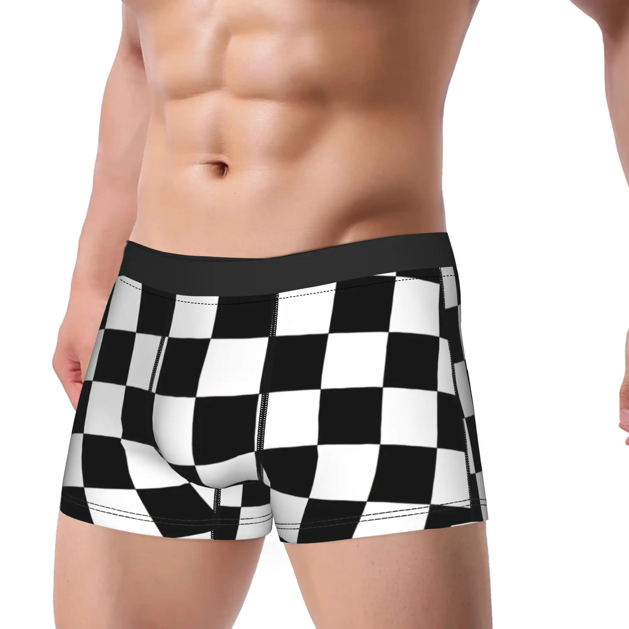 Racing Checkered Motor  Boxer Shorts  3D Pouch Underwear High Quality Printed Shorts Briefs Breathable Male Panties Plus Size