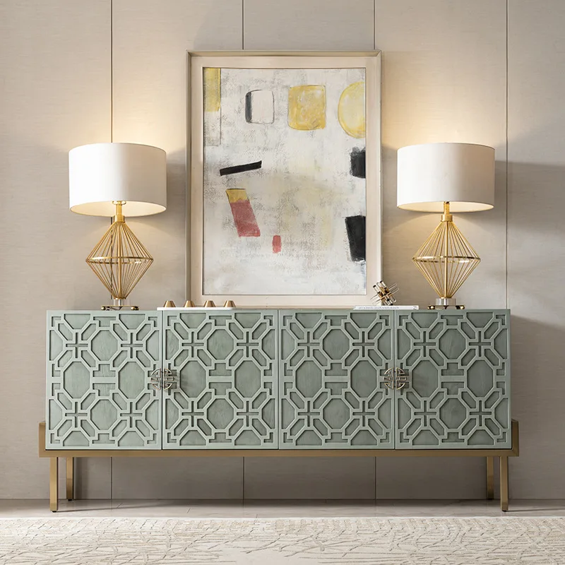 

American retro dining side cabinet, living room solid wood sundries storage cabinet, room decoration locker, dining room