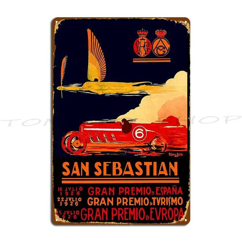 San Sebastian Vintage Auto Racing Metal Plaque Poster Retro Mural Design Wall Decor Designs Tin Sign Poster